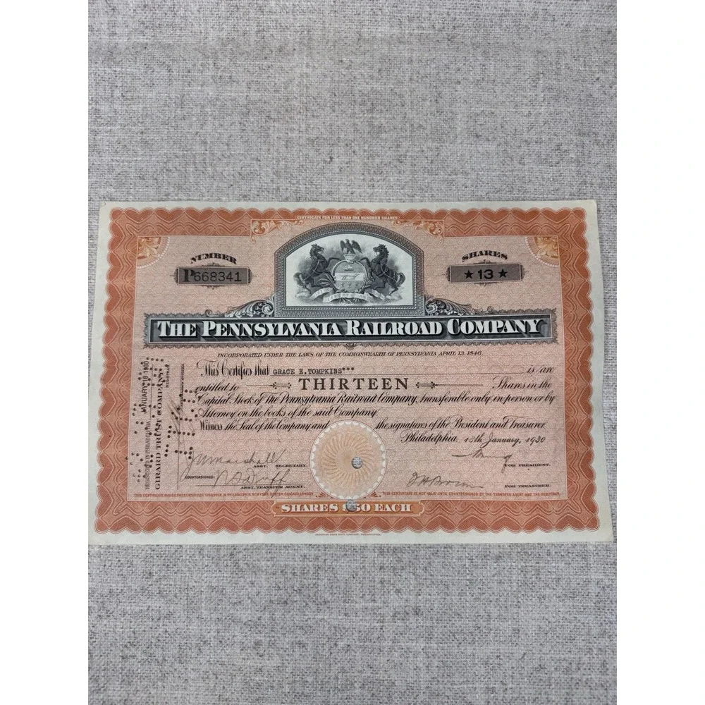 Lot Of 9 United States Vintage Paper stocks & bonds certificates 1930-1982